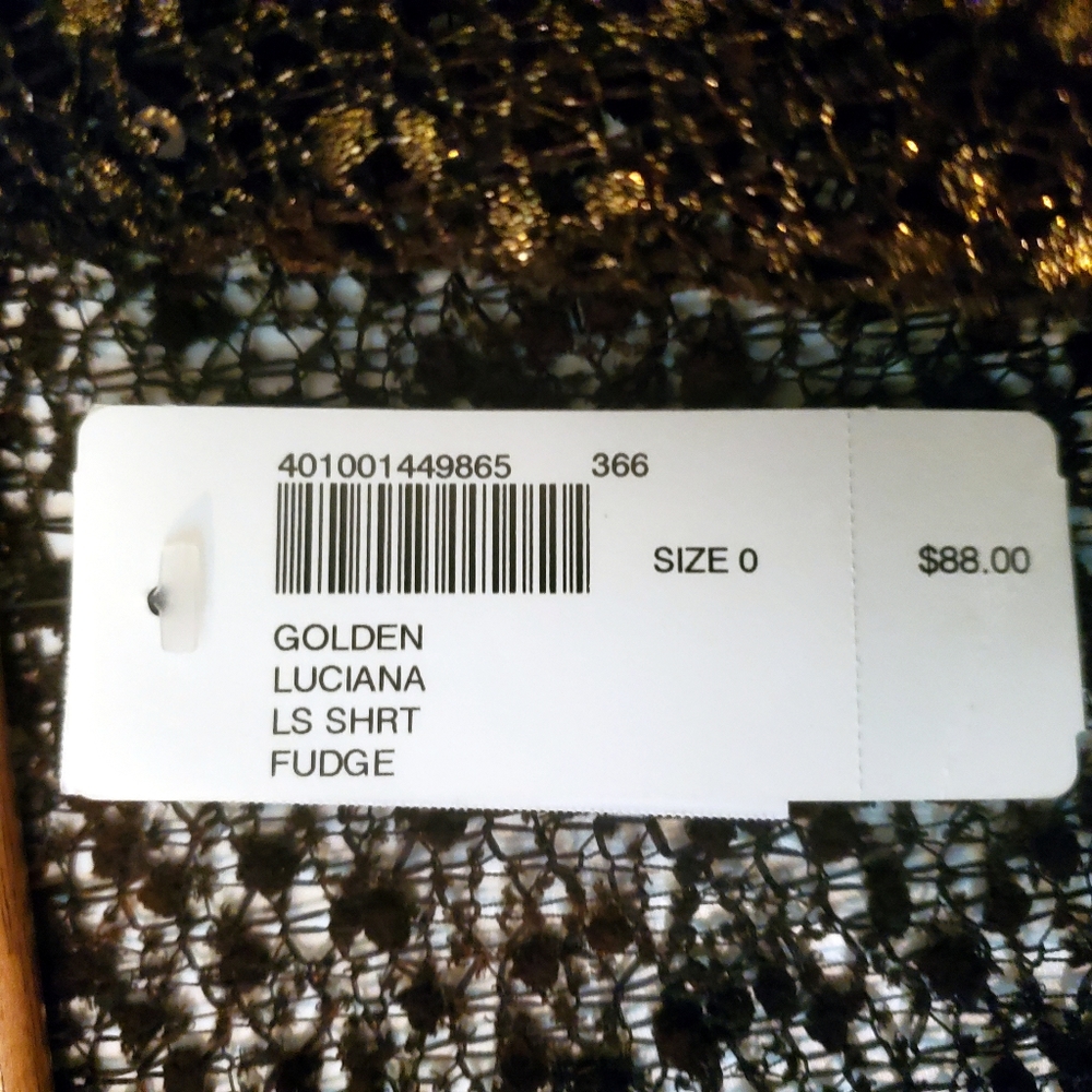 Chicos Black Golden Lusciana Long Sleeve Shirt Fudge Cardigan 0 NWT - Picture 3 of 6